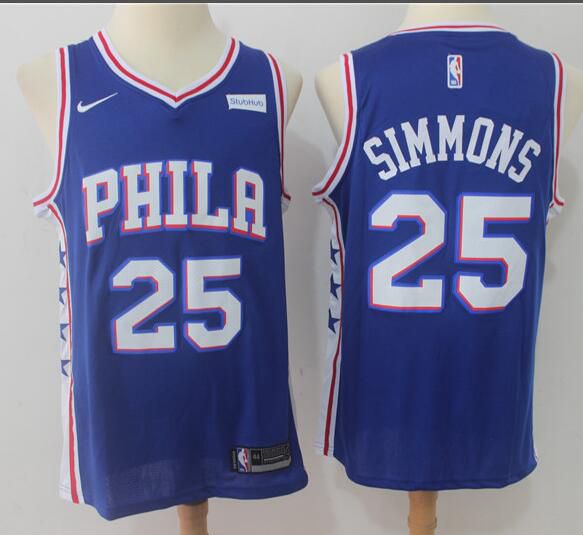 2017 NBA Men Philadelphia 76ers #25 Simmons Blue Nike Jersey->philadelphia 76ers->NBA Jersey